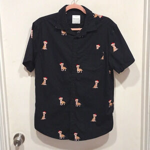 Denim & Flower Ricky Singh Men's Christmas Chihuahua Dog Print Casual Shirt M
